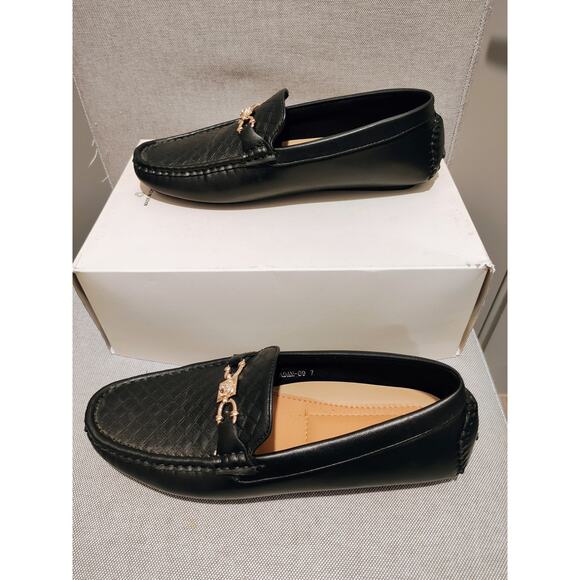 Royal Black Leather Fashion Loafers Adam Style Like New Size 7 main image 6